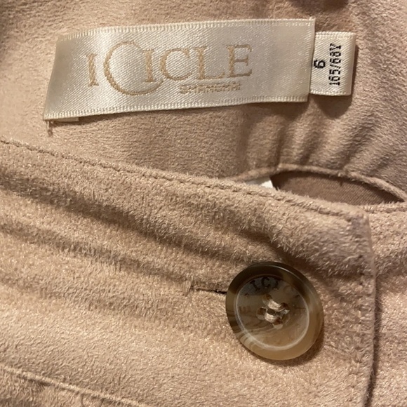 Icicle Shanghai Faux Suede Pants Wide Straight Leg Size 6 - Picture 5 of 10